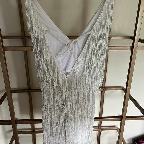 White Beaded Prom Dress - Picture 2 of 6